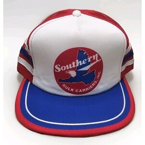Vintage Trucker Hat Southern Bulk Carriers Snapback Eagle Mesh Red White Blue
